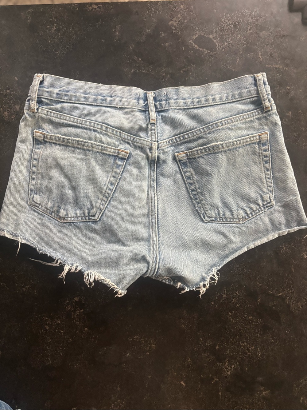Agolde Light Wash Distressed High-Rise Denim Shorts - Picture 3 of 3